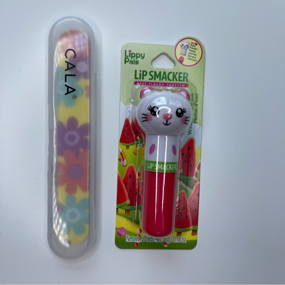 NEW In Package Lip Smackers "Lippy Pals" Watermelon Lip Balm AND Cala Nail File